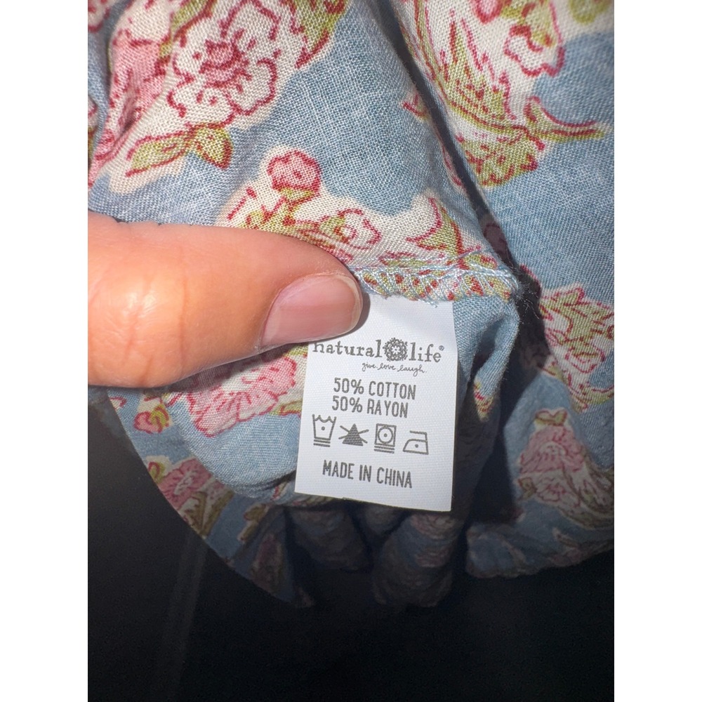 Natural Life Avery Midi Dress Wildflowers Tiles Rust Cotton Pockets XL Boho - Picture 6 of 11